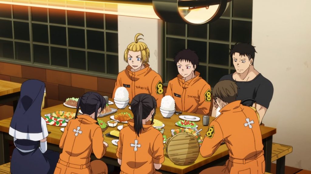 Fire Force Episode 10 Company 8 having Dinner