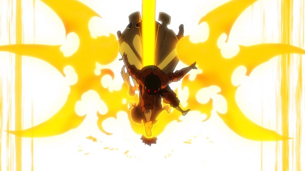 Fire Force Episode 9 Shinra kicking Rekka in the Face