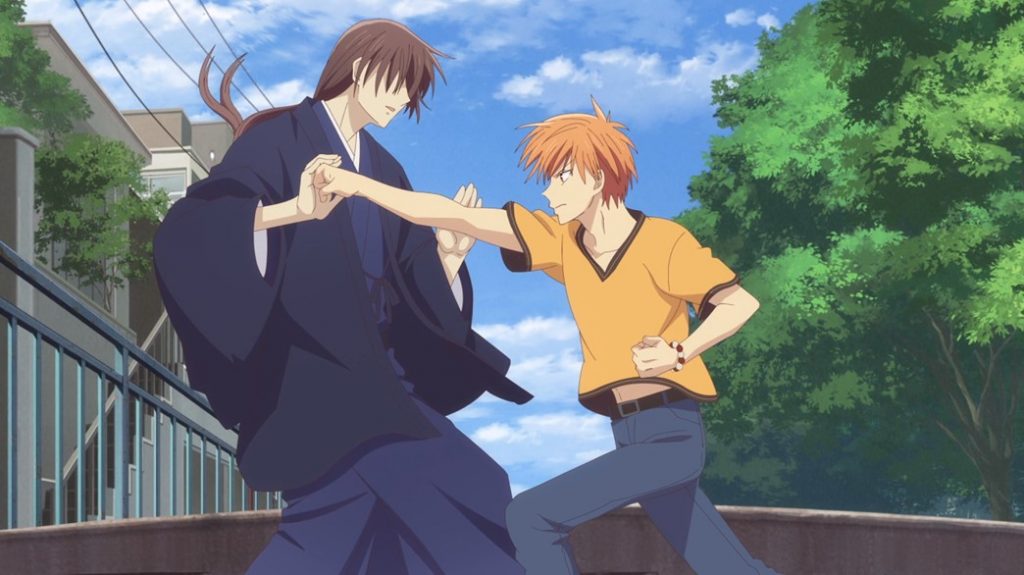 Fruits Basket Episode 25 Kazuma and Kyo sparring