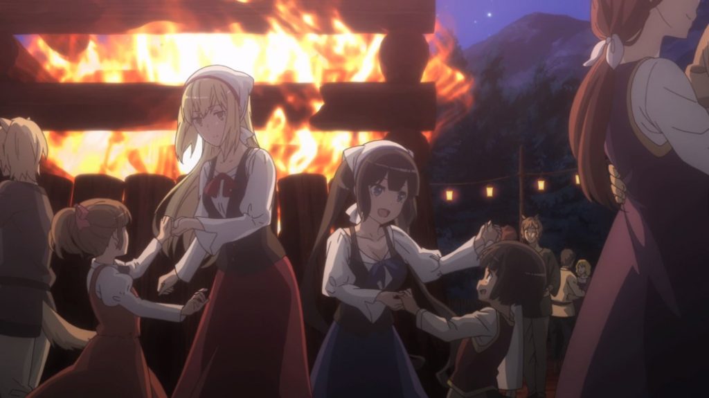 Is It Wrong To Try To Pick Up Girls In A Dungeon II Episode 12 Ais and Hestia Dancing at Festival