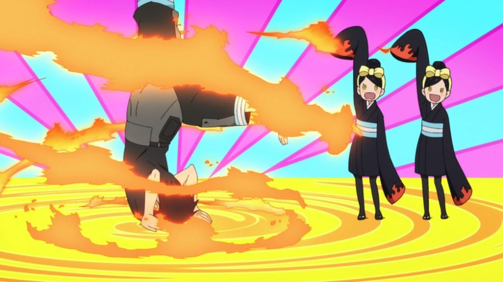 Fire Force Episode 12 Shinra entertains Hikage and Hinata