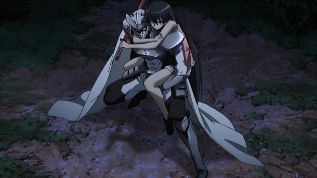 Akame ga Kill Episode 11 Tatsumi carrying Akame