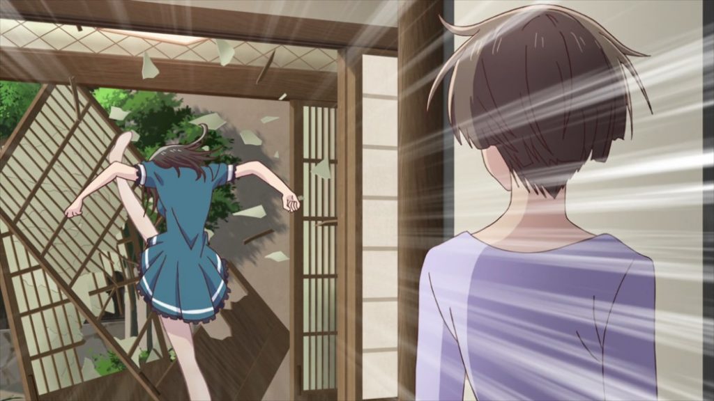 Fruits Basket Episode 33 Kagura kicking a door in
