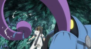 Shachibato President it's time for battle Episode 8 Makoto's backpack eating Skeleton Majus