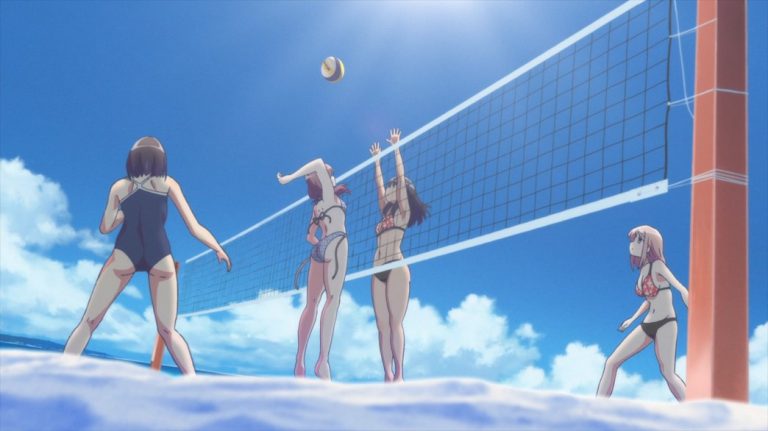 Harukana Receive Episode 1 Haruka Oozora and Narumi Tooi jumping at the net