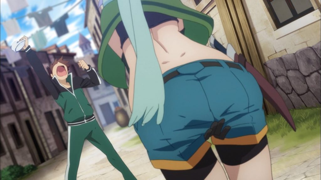KonoSuba Episode 3 Kazuma steals Chris' Panties