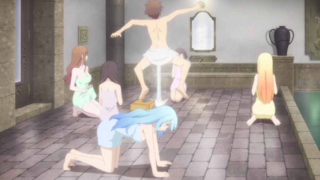 KonoSuba Episode 11 Kazuma making the girls wash him