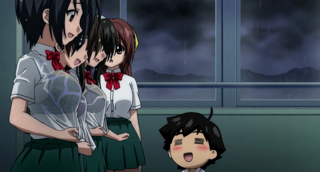 Heaven's Lost Property Episode 25 Tomoki watching girls in wet shirts