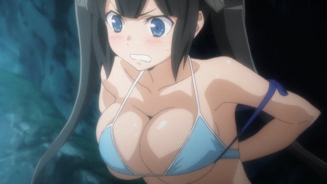 Is It Wrong To Try To Pick Up Girls In A Dungeon OVA Hestia trying on a bikini