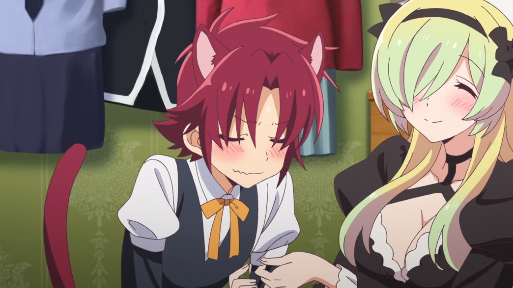 Mother of Goddess Dormitory Episode 1 Frey puts Koushi in cat-boy cosplay
