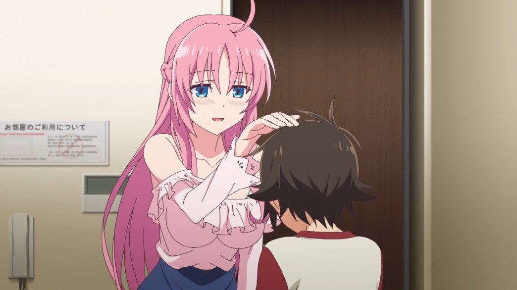 Mother of Goddess Dormitory Episode 2 Atena pats Koushi on the head