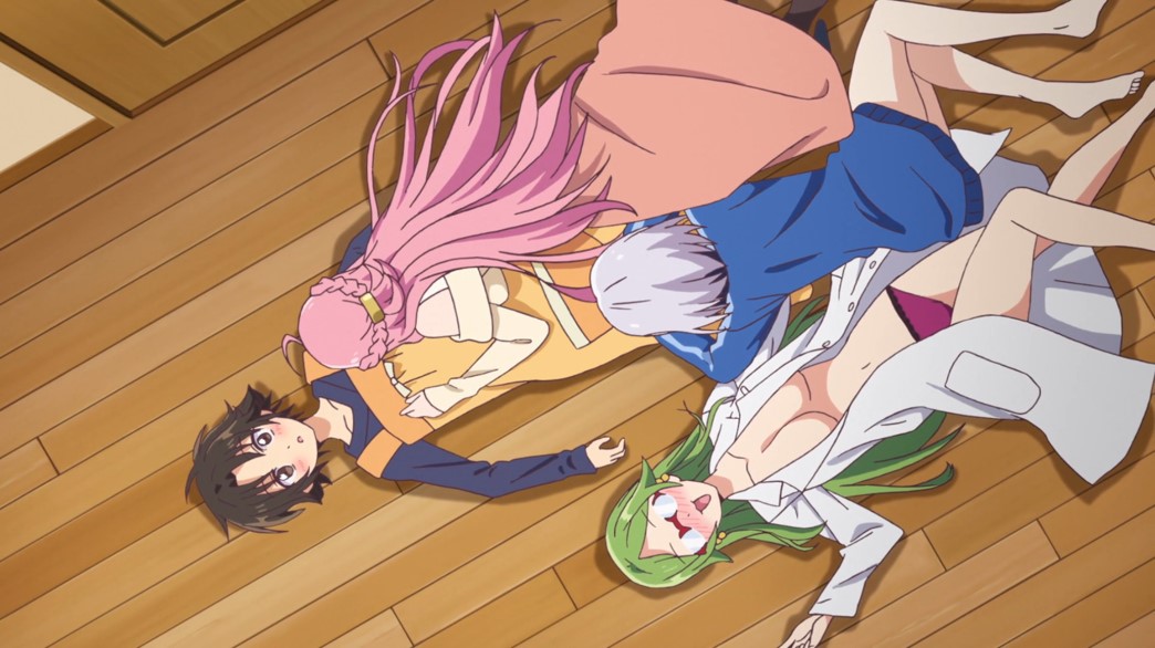 Mother of Goddess Dormitory Episode 9 Atena Serene and Mineru pass out drunk on Koushi panties