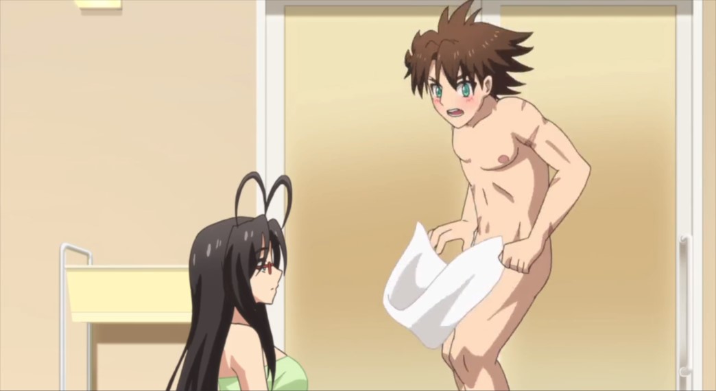 The Testament of Sister New Devil Uncensored Episode 13 Basara drops his towel in front of Chisato