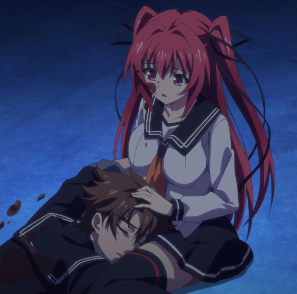 The Testament of Sister New Devil Uncensored Episode 4 Mio holds the injured Basara