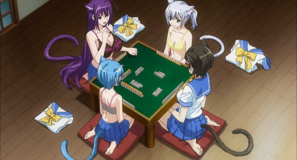 Cat Planet Cuties Episode 13 Kunne Durel Melwin and Chalka Playing Strip Mahjong