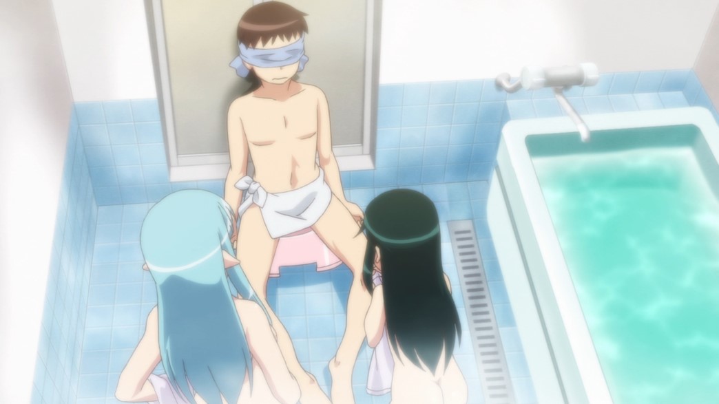 Tsugumomo Episode 12 Kiriha and Kukuri to wash Kazuya nude