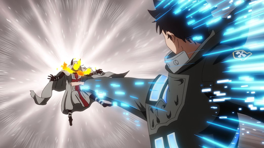 Fire Force Episode 34 Shinra travelling back through time with Tempe