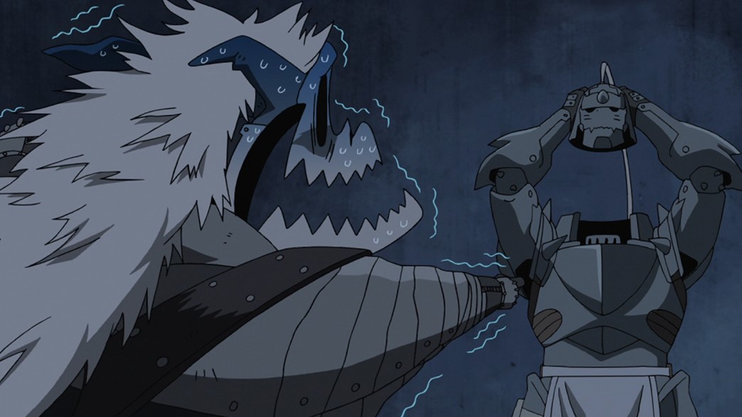 Fullmetal Alchemist Brotherhood Episode 8 Alphonse and the other suit of armour Barry the butcher