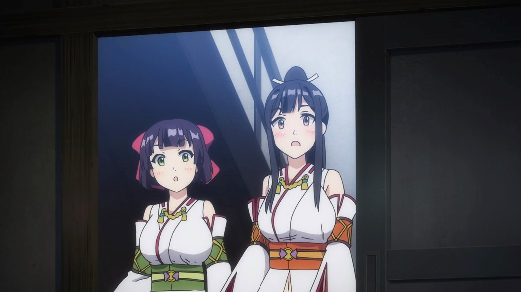 Kandagawa Jet Girls Episode 9 Inori Misuda and Fuuka Tamaki walk in on Misa Aoi and Rin Namiki