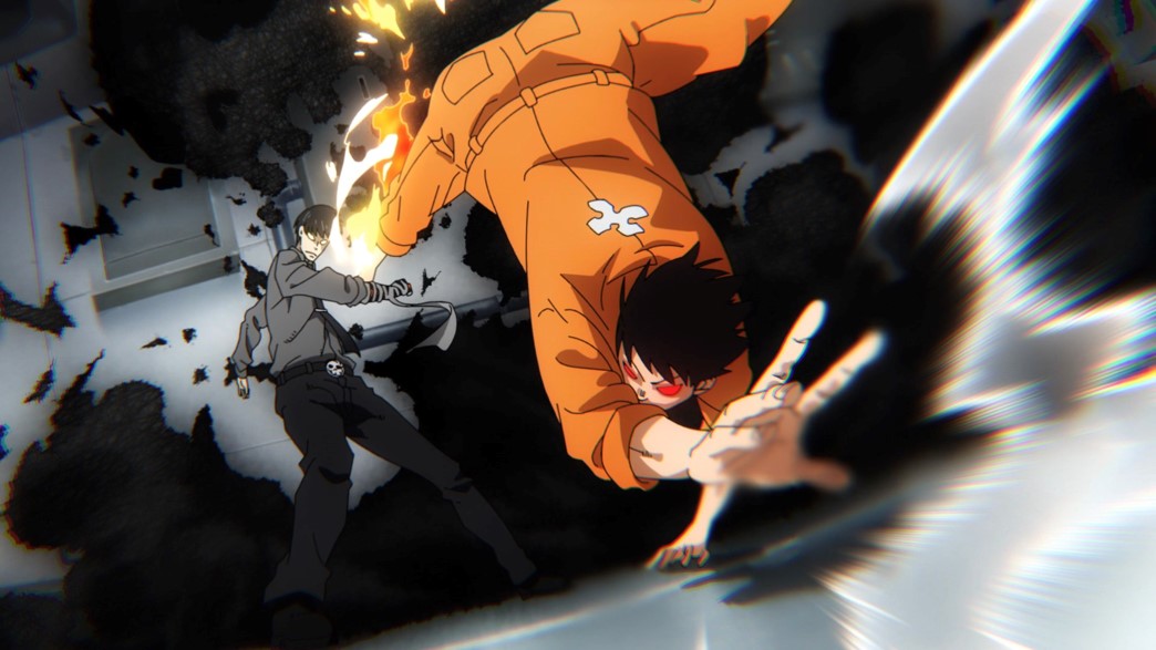 Fire Force Episode 38 Shinra kicking Kurono