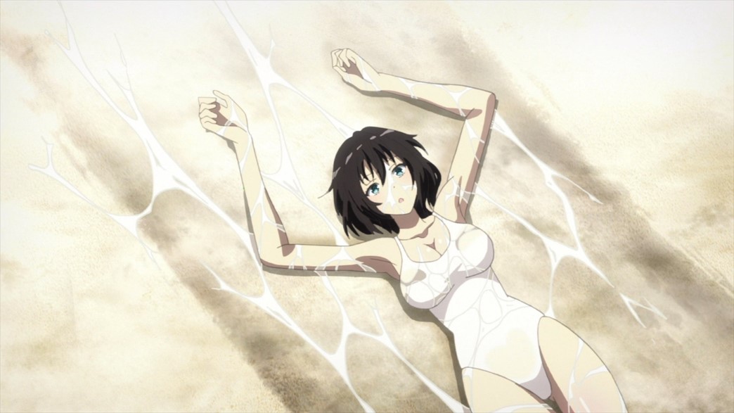 Seven Mortal Sins Episode 3 Maria Totsuka white swimsuit see through boobs slime
