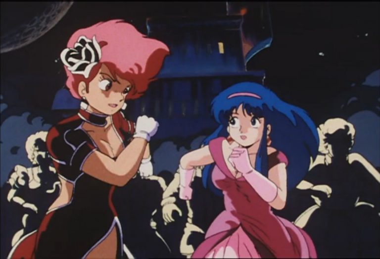 Dirty Pair Episode 3 Kei and Yuri running from exploding mansion