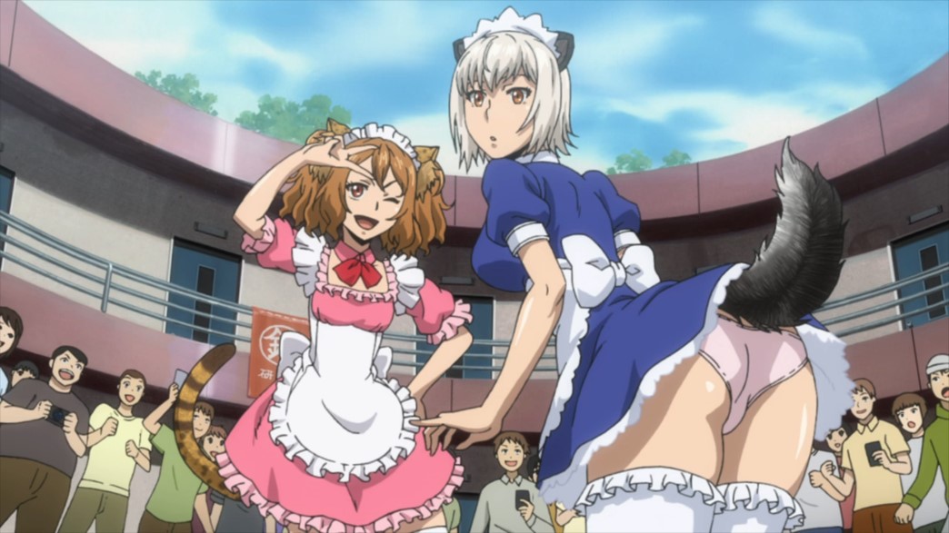 Killing Bites Episode 3 Eruza and Hitomi cat girl maid costumes panties