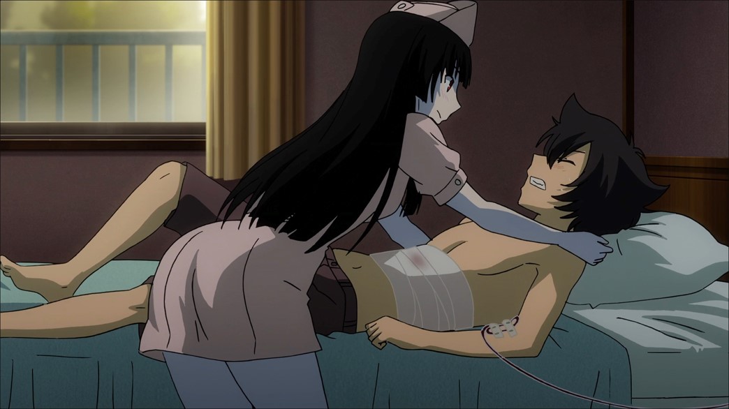 Sankarea Episode 11 Chihiro wakes to zombie nurse Rea