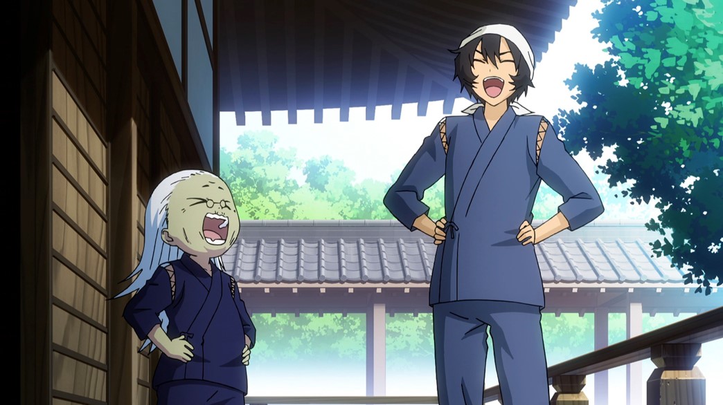 Sankarea Episode 5 Jogorou and Chihiro laughing about reanimation formulas