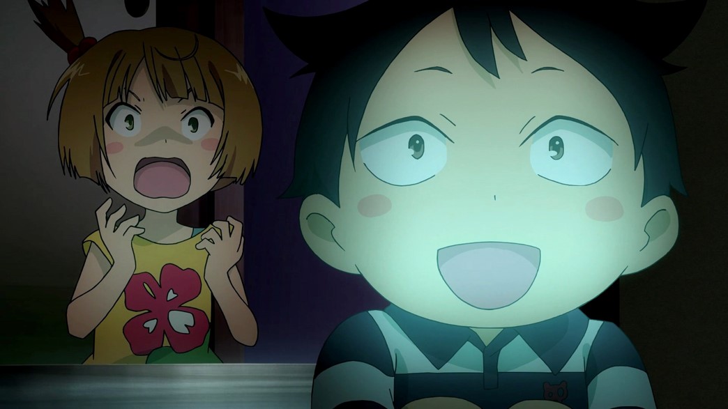 Sankarea Episode 7 Young Ranko and Chihiro watch a zombie movie