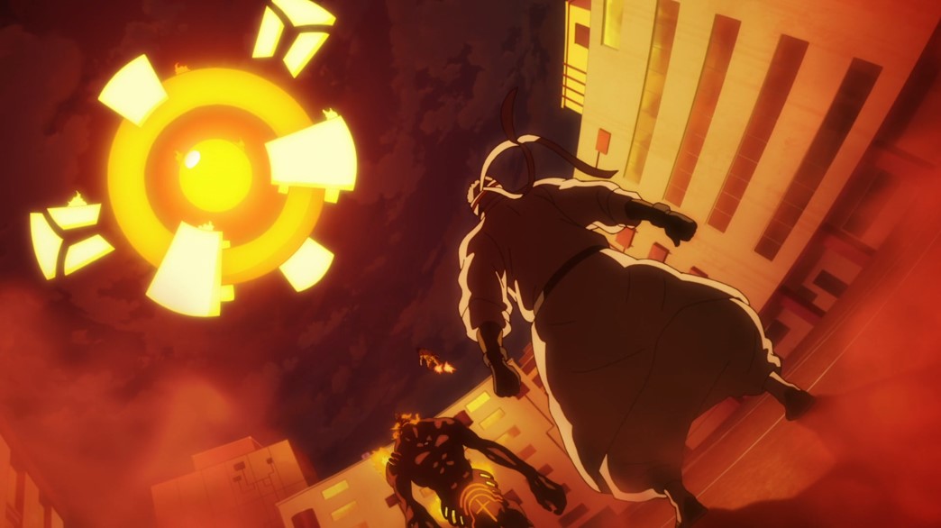 Fire Force Episode 41 Charon looking at Natakus power