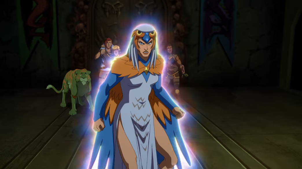 Masters of the Universe Revelation Episode 6 The Sorceress protecting Adam Teela Andra and Cringer