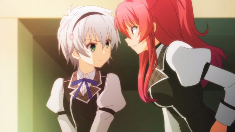 Chivalry of a Failed Knight Episode 2 Shizuku and Stella butting heads