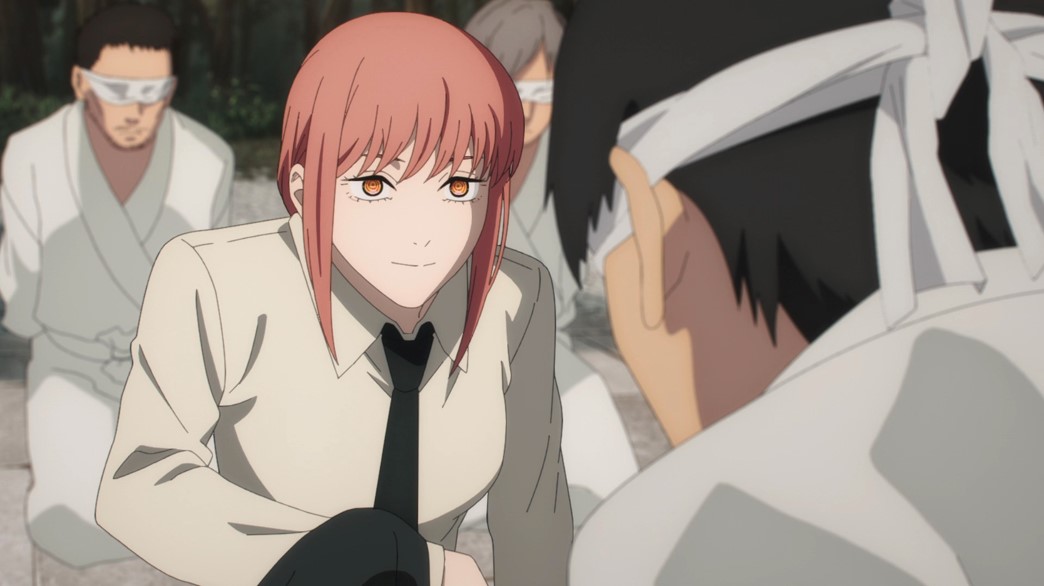 Chainsaw Man Epsiode 9 Makima telling an inmate a name