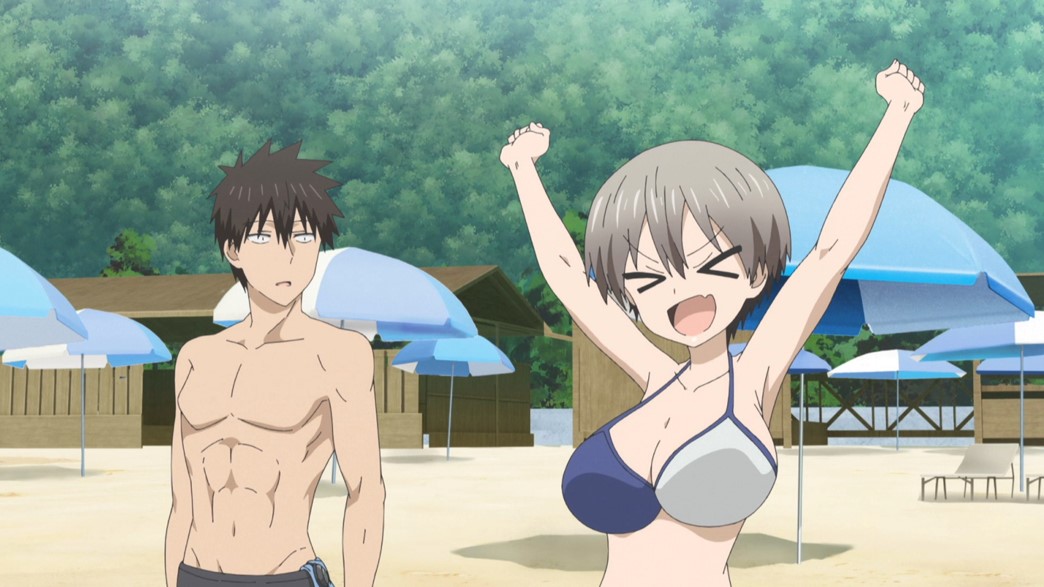 Uzaki Chan Wants to Hang Out Episode 6 Hana Uzaki and Shinichi Sakurai at the beach