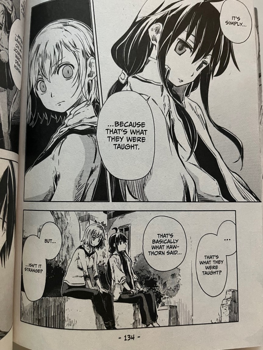 Peach Boy Riverside Volume 2 Sally and Mikoto discuss descrimination
