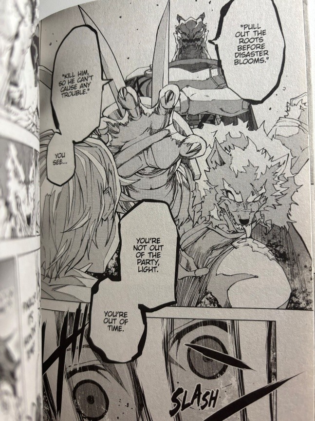 Backstabbed in a Backwater Dungeon Volume 1 Garou about to kill Light