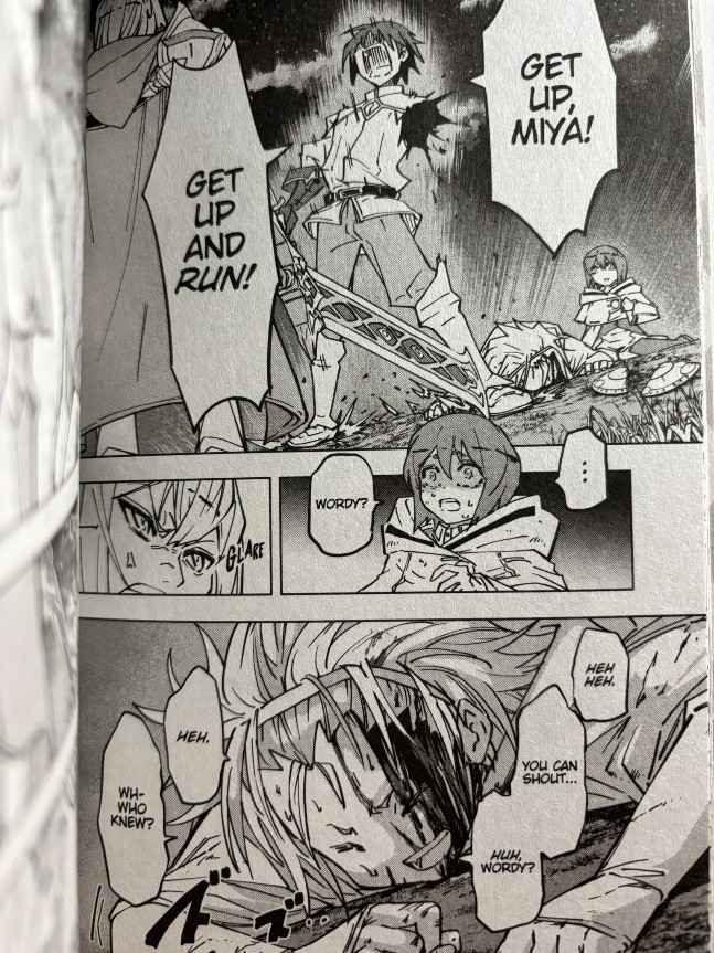 Backstabbed in a Backwater Dungeon Volume 3 Gimra and Wordy sacrifice themselves to save Miya