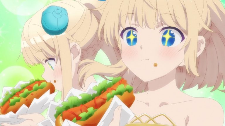 Beast Tamer Episode 9 Sora and Runa eating hotdogs