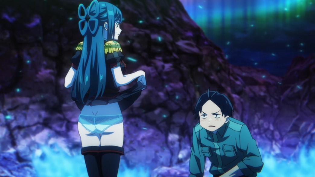 Chained Soldier Episode 4 Himari Azuma rewarding Yuuki by showing her panties