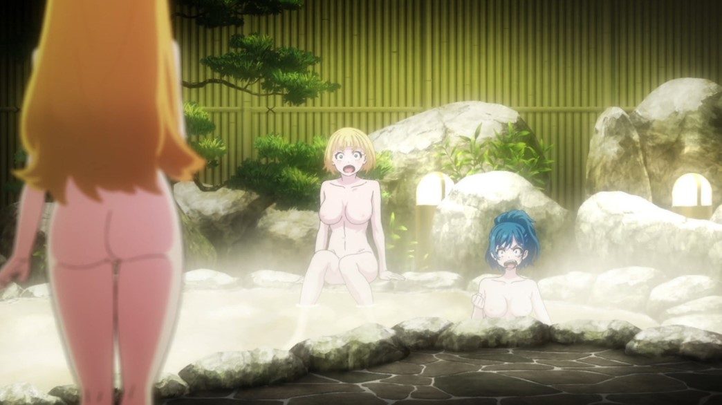 Chained Soldier Episode 4 Shushu and Himari Azuma in the bath when Sahara Wakasa walks in bum