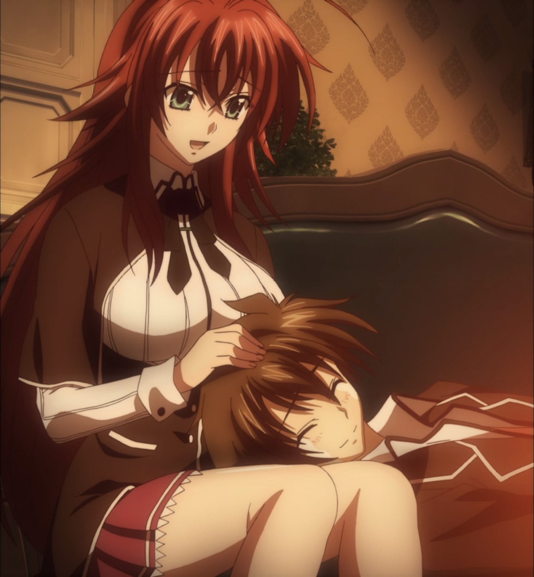 High School DxD Uncensored Episode 10 Issei Crying because his head is in Rias lap