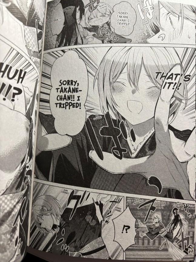 Please Put Them On, Takamine san Volume 6 Eri trying to accidentally grab Takamine's boobs